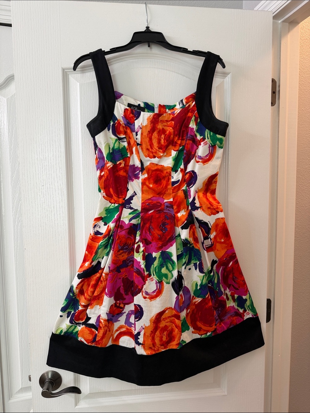 AGB Multicolor Floral Print Dress in White, Orange, Pink, Green, Purple, Navy